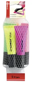 Textmarker STABILO NEON - 5er-Set - gelb, grün, orange, pink, magenta